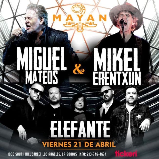 Event - MIGUEL MATEOS, MIKEL ERENTXUN Y ELEFANTE EN LOS ANGELES - Los Angeles, California - April 21, 2023 | concert tickets