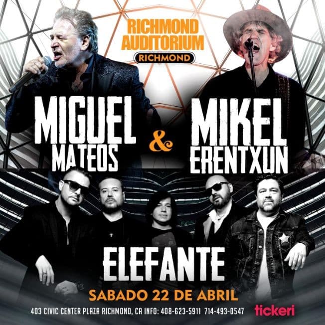 Event - MIGUEL MATEOS, MIKEL ERENTXUN Y ELEFANTE EN RICHMOND - Richmond, California - April 22, 2023 | concert tickets