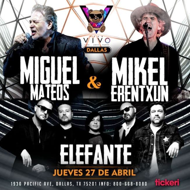 Event - MIGUEL MATEOS, MIKEL ERENTXUN Y ELEFANTE EN DALLAS - Dallas, Texas - April 27, 2023 | concert tickets