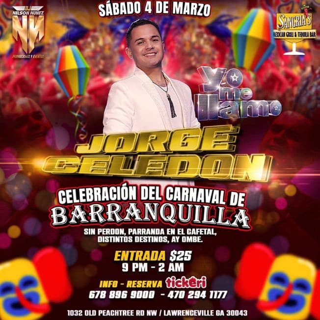 Event - JORGE CELEDON "YO ME LLAMO" - Lawrenceville, Georgia - March 4, 2023 | concert tickets