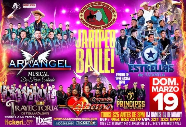 Event - ARKANGEL MUSICAL DE TIERRA CALIENTE, ESTRELLAS DE TUZANTLA , TRAYECTORIA DE TIERRA CALIENTE EN VIVO !  OKEECHOBEE FLORIDA - Okeechobee, Florida - March 19, 2023 | concert tickets