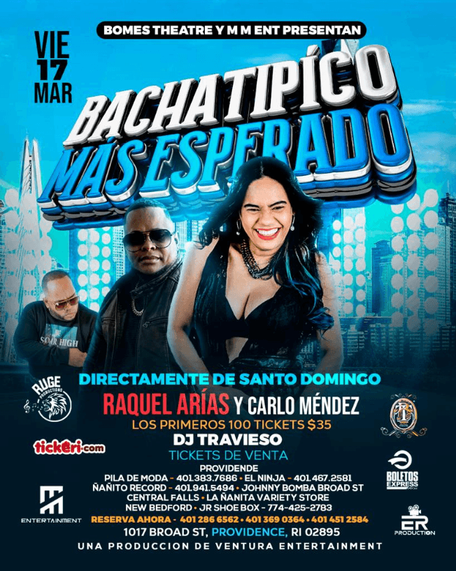 Event - RAQUEL ARIAS Y CARLO MENDEZ EN CONCIERTO ! PROVIDENCE RHODE ISLAND - Providence, Rhode Island - March 17, 2023 | concert tickets