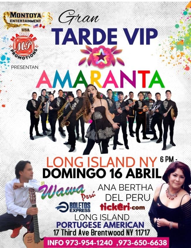 Event - AMARANTA , EL WAWA DEL PERU EN VIVO ! BRENTWOOD NEW YORK - Brentwood, New York - April 16, 2023 | concert tickets