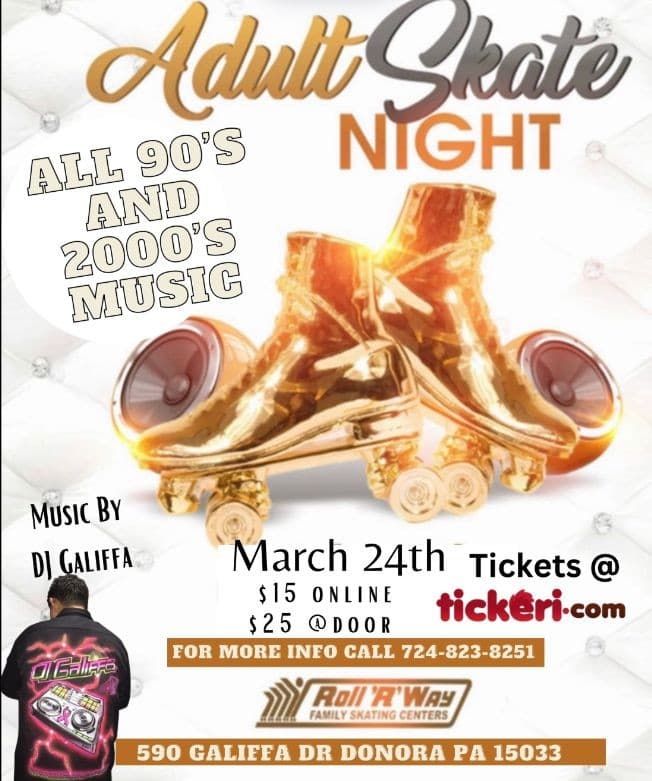 Event - Adult Skate Night - Donora, Pennsylvania - March 24, 2023 | concert tickets