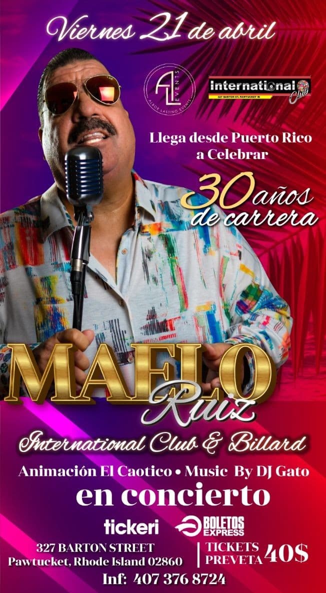 Event - MAELO RUIZ EN CONCIERTO RHODE ISLAND - Pawtucket, Rhode Island - April 21, 2023 | concert tickets