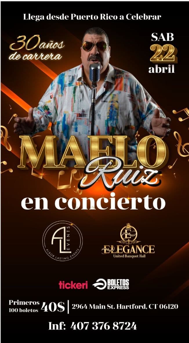 Event - MAELO RUIZ EN CONCIERTO EN ELEGANCE HARTFORD - Hartford, Connecticut - April 22, 2023 | concert tickets