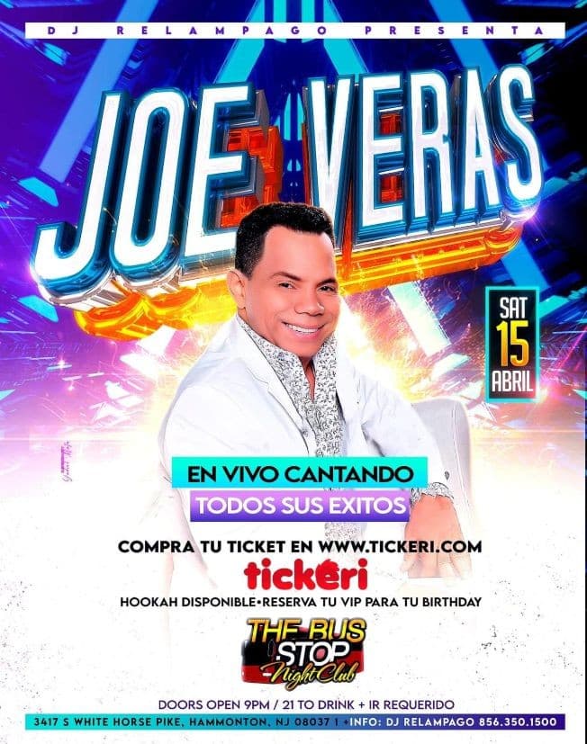 Event - JOE VERAS EN CONCIERTO ! HAMMONTON NEW JERSEY - Hammonton, New Jersey - April 15, 2023 | concert tickets