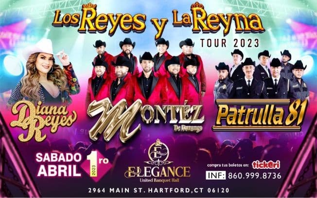 Event - Montez de durango, Diana Reyes & Patrulla 81 en vivo en Hartford, CT - Hartford, Connecticut - April 1, 2023 | concert tickets
