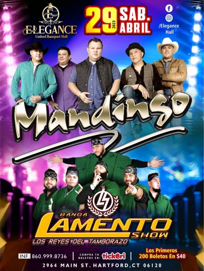 Event - GRUPO MANDINGO & BANDA LAMENTO SHOW en vivo en Hartford, CT - Hartford, Connecticut - April 29, 2023 | concert tickets