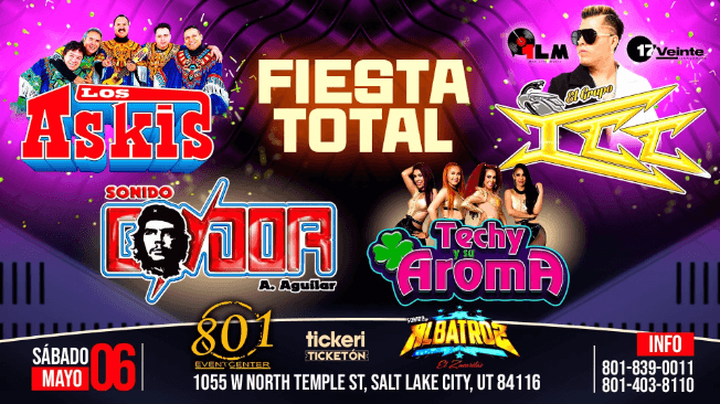 Event - LOS ASKIS , SONIDO CONDOR , TECHY Y SU AROMA , EL GRUPO ICC EN VIVO ! SALT LAKE CITY  UTAH - Long Beach, California - May 6, 2023 | concert tickets