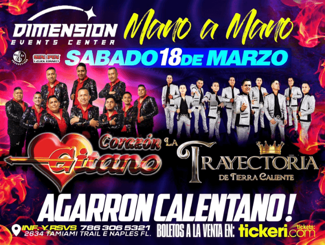 Event - CORAZON GITANO , LA TRAYECTORIA DE TIERRA CALIENTE EN VIVO ! NAPLES FLORIDA - Naples, Florida - March 18, 2023 | concert tickets