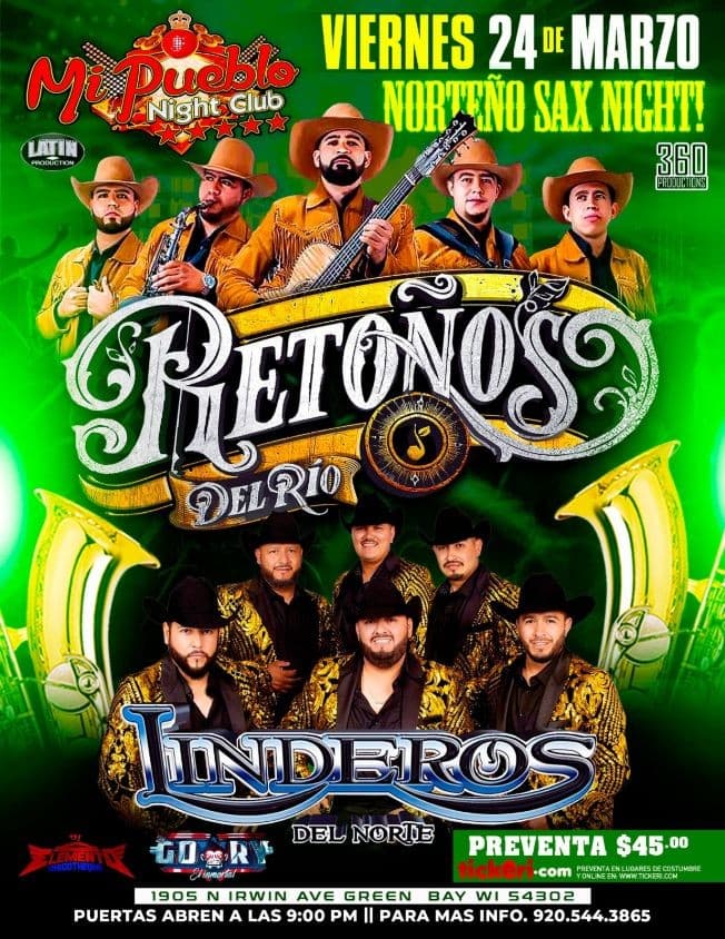 Event - RETOÑOS DEL RIO , LINDEROS DEL NORTE - Green Bay, Wisconsin - March 24, 2023 | concert tickets