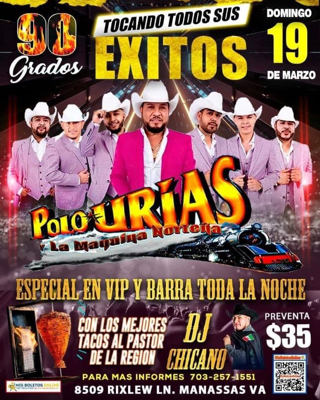 Event - POLO URIAS Y LA MAQUINA NORTEÑA - Manassas, Virginia - March 19, 2023 | concert tickets