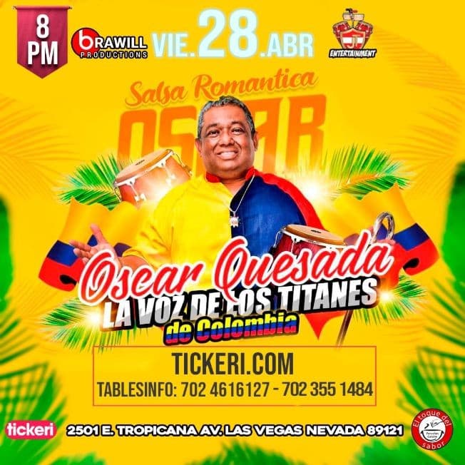 Event - OSCAR QUESADA Y LOS TITANES DE COLOMBIA EN CONCIERTO ! LAS VEGAS NEVADA - Las Vegas, Nevada - April 28, 2023 | concert tickets