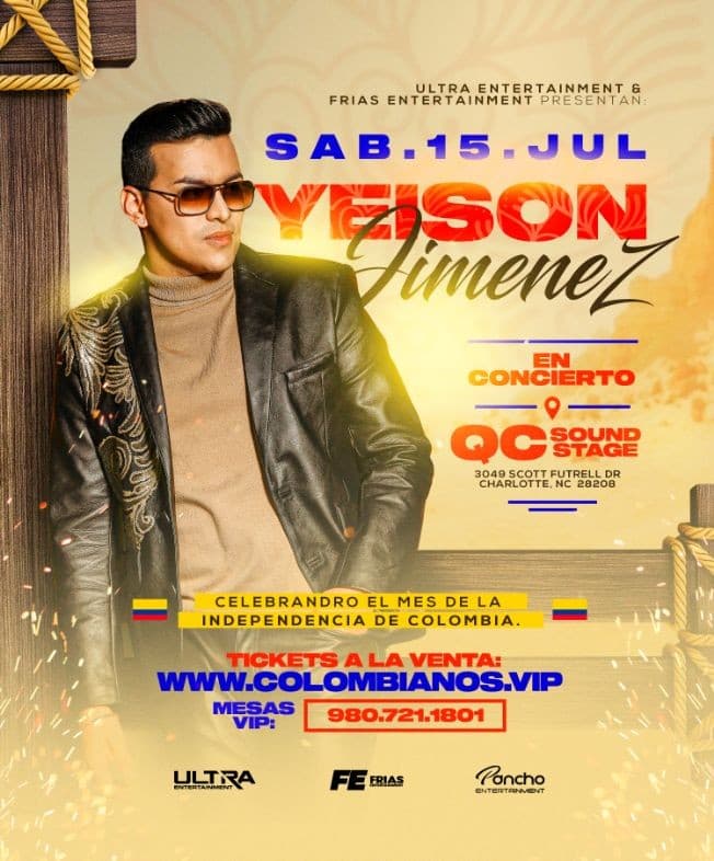 Event - YEISON JIMENEZ / EN CONCIERTO / SABADO 15 DE JULIO / QS SOUND STAGE - Charlotte, NC - July 15, 2023 | concert tickets
