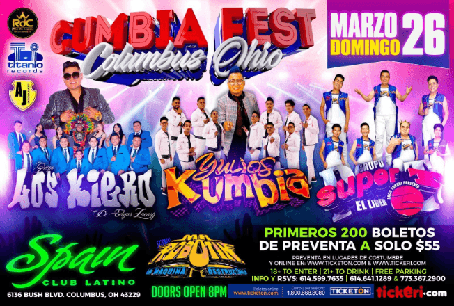 Event - GRUPO LOS KIERO DE EDGAR ZACARY  , YULIOS KUMBIA , GRUPO SUPER T EN VIVO ! RDC COLUMBUS OHIO - Columbus, Ohio - March 26, 2023 | concert tickets