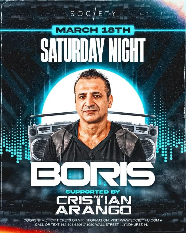 Event - Supreme Saturdays Boris Live At Society - Lyndhurst, New Jersey - March 18, 2023 | concert tickets