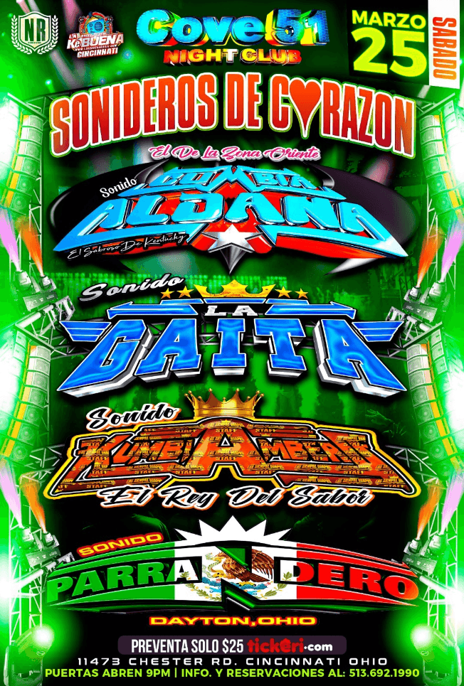 Event - SONIDO CUMBIA ALDANA , SONIDO LA GAITA , SONIDO KUMBIAMBERAO ,SONIDO PARRANDERO  EN VIVO ! CINCINNATI  OHIO - Cincinnati, Ohio - March 25, 2023 | concert tickets