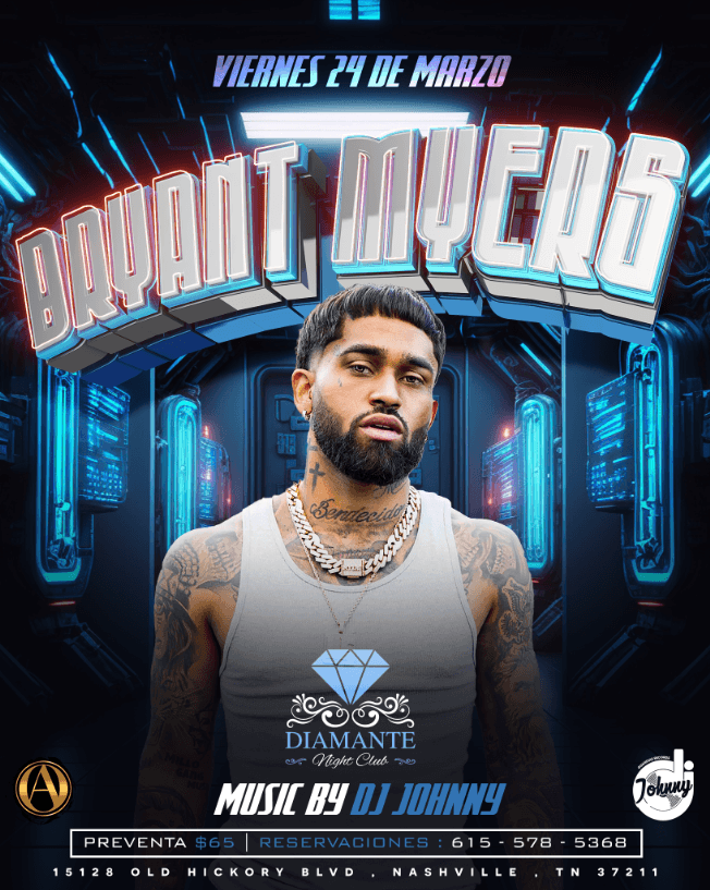 Event - Bryant Myers @Diamante_NightClub - Nashville, Tennessee - March 24, 2023 | concert tickets