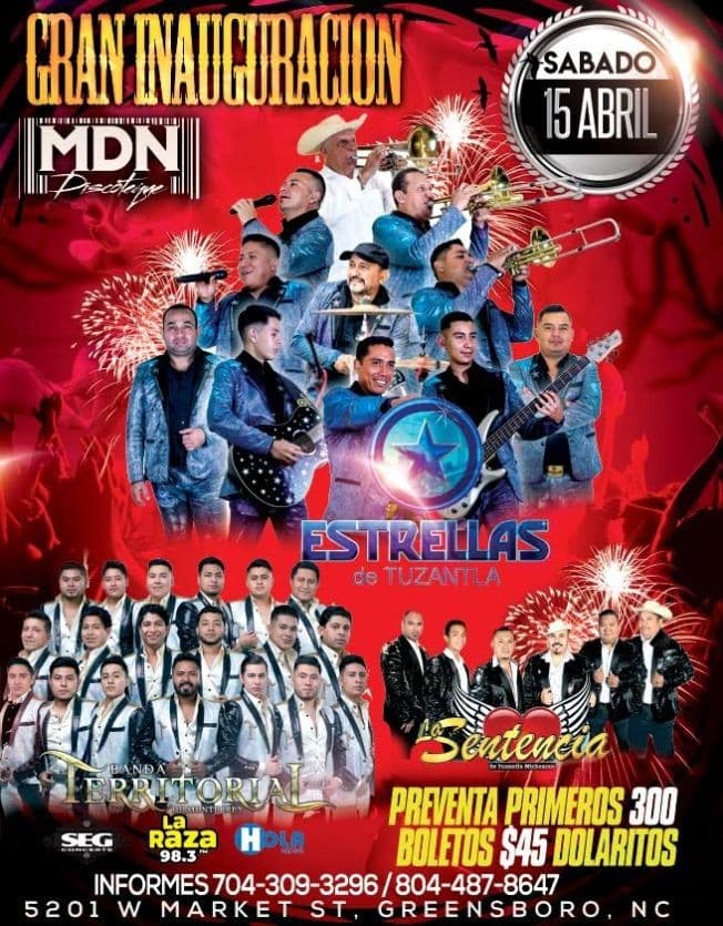Event - *Greensboro* Las Estrellas de Tuzantla - Banda Territorial - La Sentencia de Tuzantla (CANCELADO) - Greensboro, North Carolina - April 15, 2023 | concert tickets