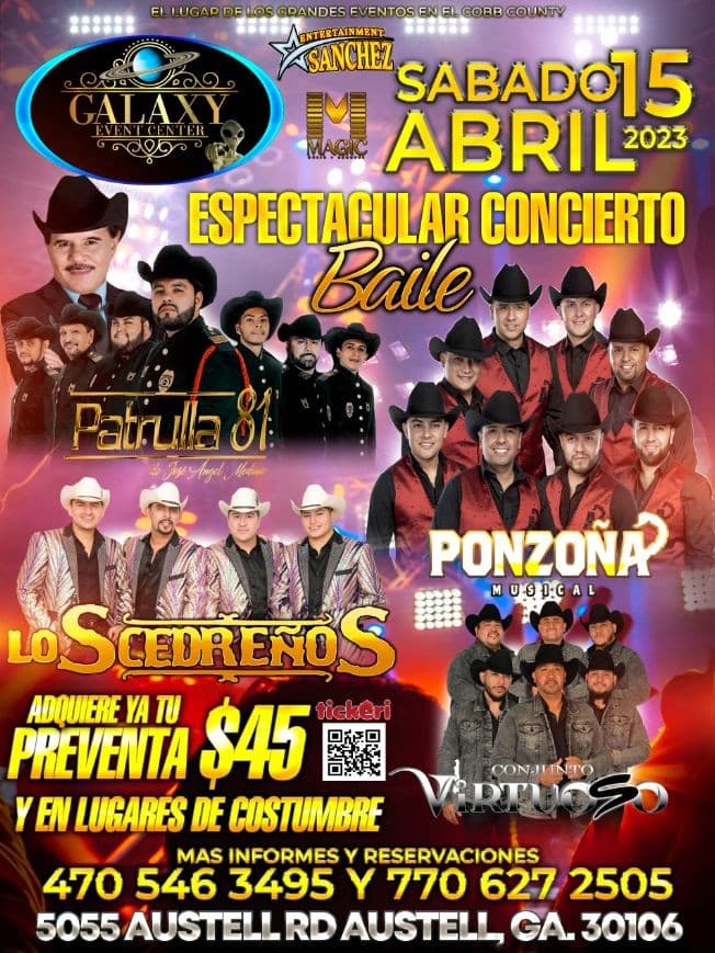 Event - PATRULLA 81 PONZONA MUSICAL LOS CEDRENOS CONJUNTO VIRTUOSO - AUSTELL, Georgia - April 15, 2023 | concert tickets