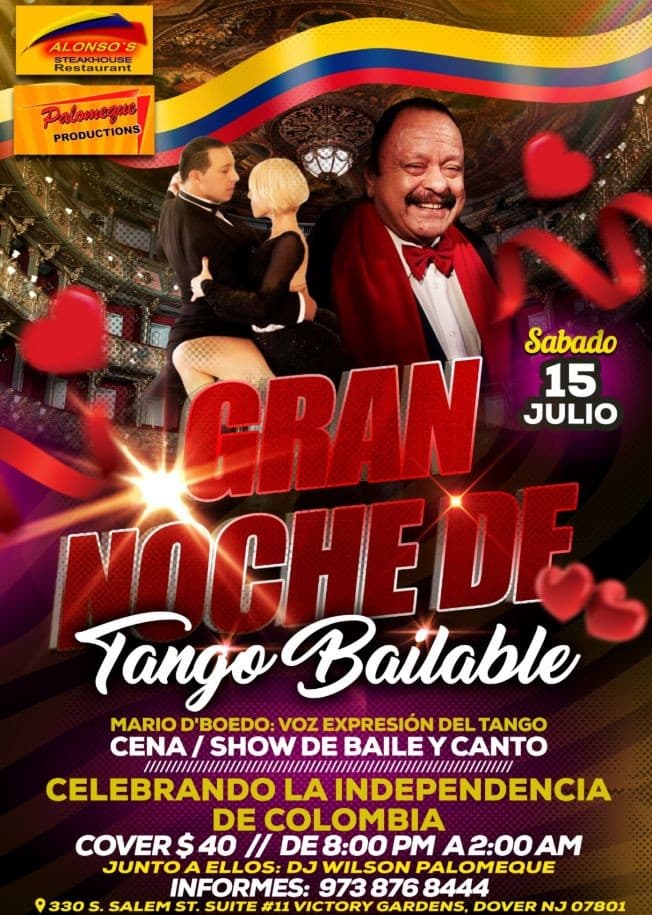 Event - Gran Noche De Tango, Cena, Canto y Baile - Dover, New Jersey - July 15, 2023 | concert tickets