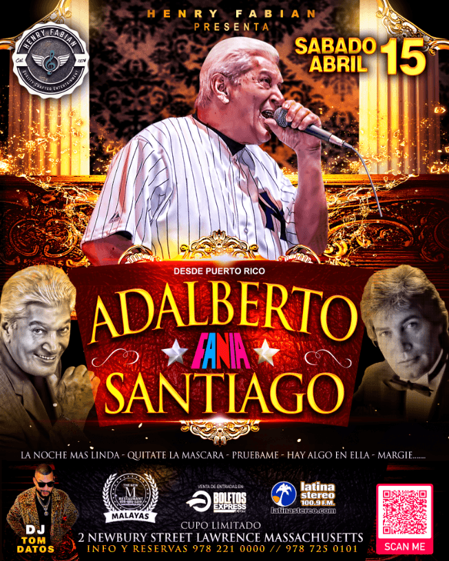 Event - ADALBERTO SANTIAGO EN CONCIERTO ! LAWRENCE MASSACHUSETTS - Lawrence, Massachusetts - April 15, 2023 | concert tickets