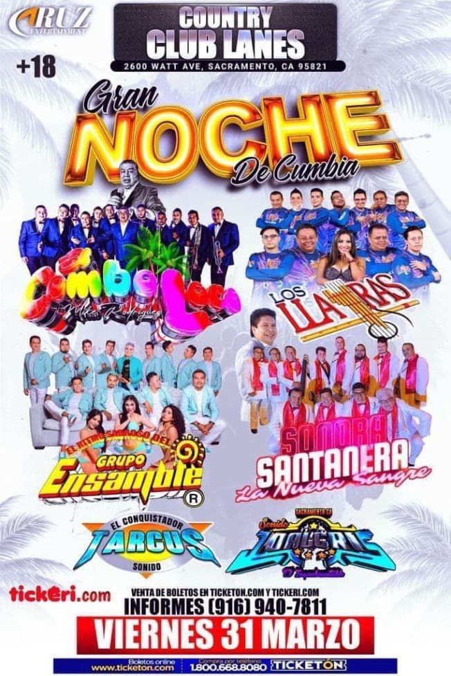 Event - LOS LLAYRAS , GRUPO ENSAMBLE , SONORA SANTANERA , EL COMBO LOCO EN VIVO ! SACRAMENTO CALIFORNIA - Sacramento, California - March 31, 2023 | concert tickets