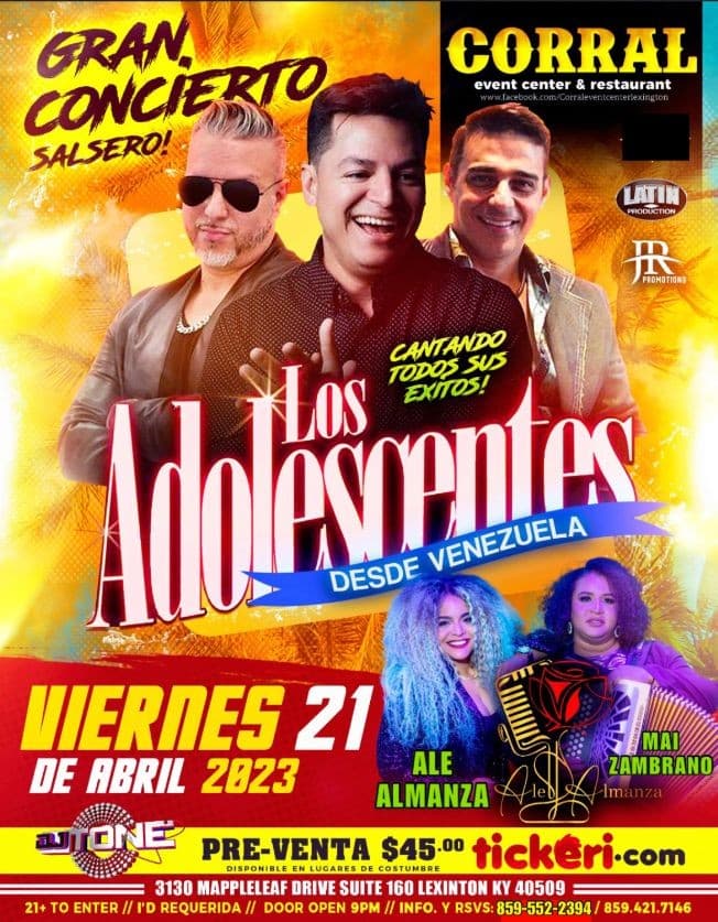 Event - Los Adolecentes, Ale Almanza y Mai Zambrano - Lexington, Kentucky - April 21, 2023 | concert tickets
