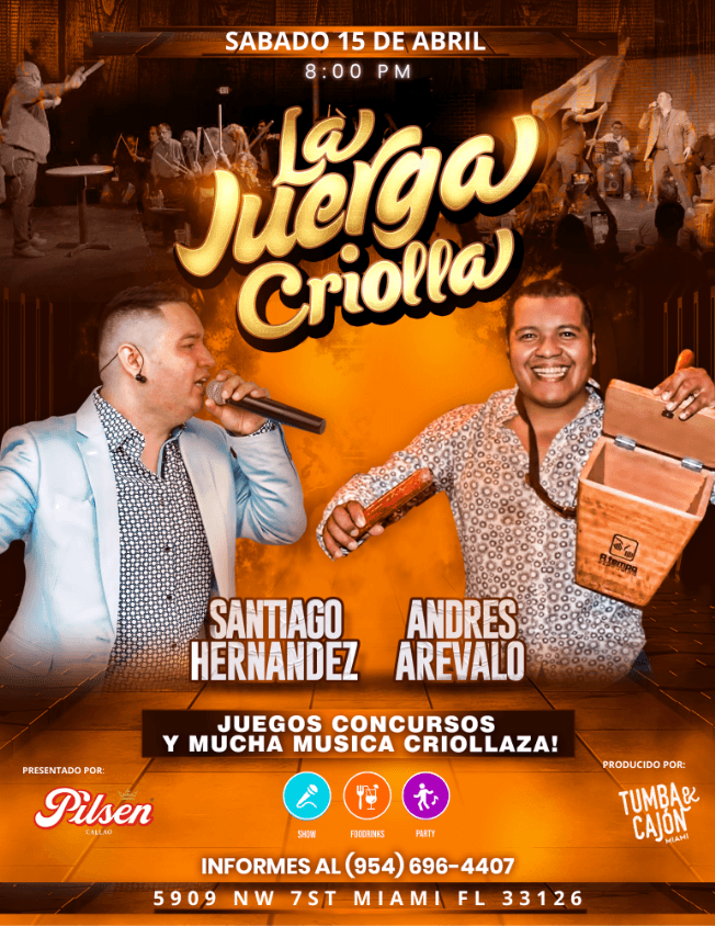 Event - LA JUERGA CRIOLLA EN MIAMI - Miami, Florida - April 15, 2023 | concert tickets