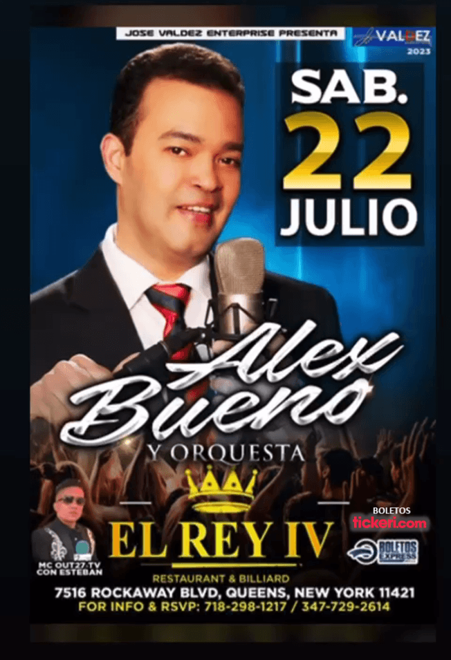 Event - ALEX BUENO EN CONCIERTO ! NUEVA FECHA - Queens, New York - August 5, 2023 | concert tickets