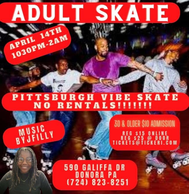 Event - Adult Skate Night (Pitts ViBe Skate) - online, Online - April 14, 2023 | concert tickets