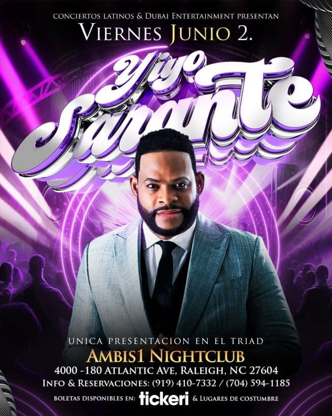 Event - YIYO SARANTE EN CONCIERTO ! RALEIGH NORTH CAROLINA - CANCELED - Raleigh, North Carolina - June 2, 2023 | concert tickets
