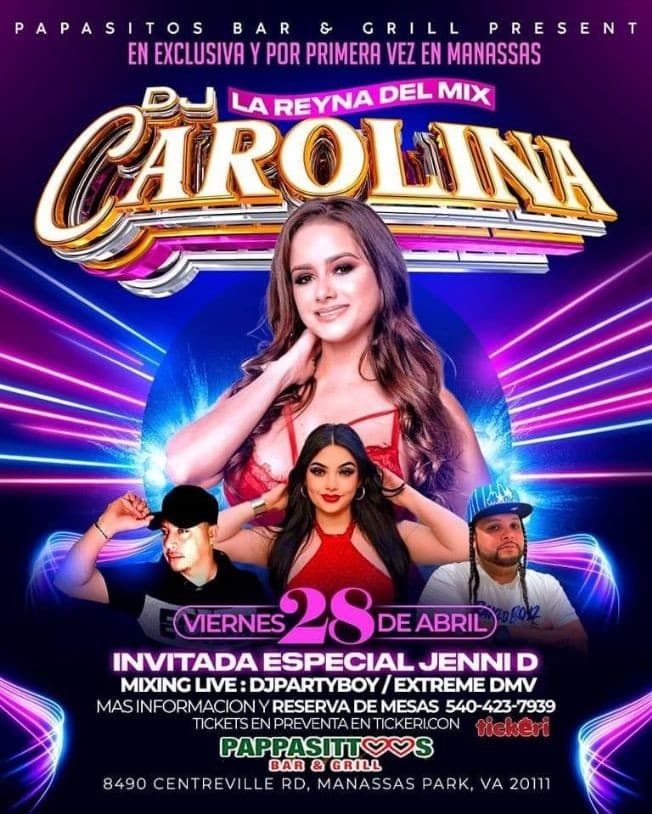Event - DJ CAROLINA EN VIVO ! MANASSAS VIRGINIA - Manassas Park, Virginia - April 28, 2023 | concert tickets