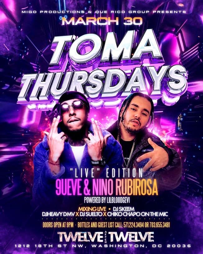 Event - TOMA THURSDAY AT TWELVE AFTER TWELVE! - Washington, District Of Columbia - March 30, 2023 | concert tickets