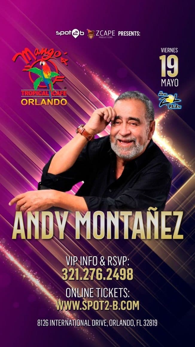 Event - ANDY MONTAÑEZ EN CONCIERTO ! ORLANDO FLORIDA - Orlando, Florida - May 19, 2023 | concert tickets