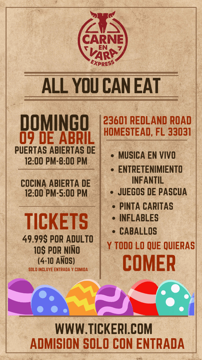 Event - CARNE EN VARA EXPRESS - ALL YOU CAN EAT - Homestead, Florida - April 9, 2023 | concert tickets