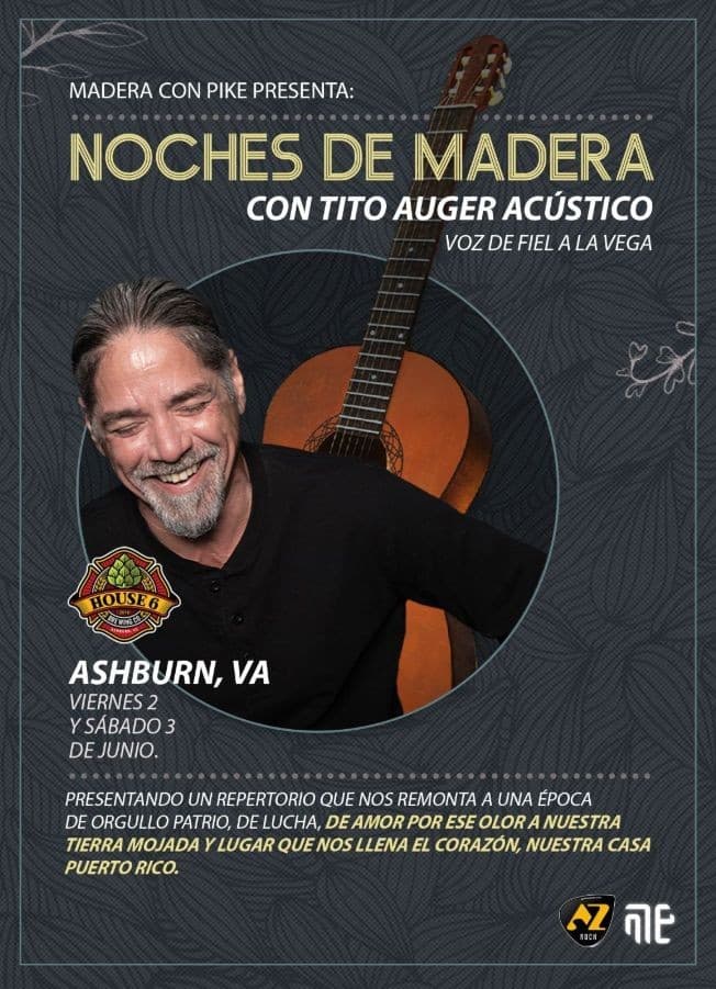 Event - NOCHE DE MADERA CON TITO AUGER ACUSTICO  ( Voz de Fiel A La Vega) ! ASHBURN VIRGINIA - Ashburn, Virginia - June 3, 2023 | concert tickets