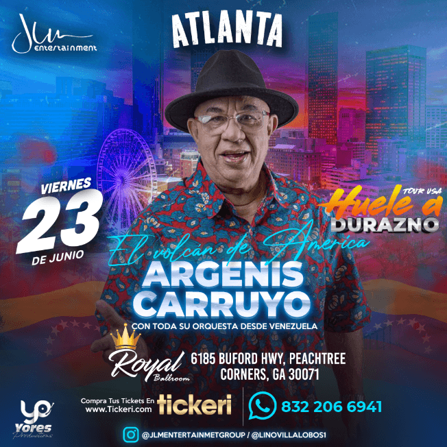 Event - ARGENIS CARRUYO " EL VOLCAN DE AMERICA " EN VIVO ! NORCROSS GEORGIA - Norcross, Georgia - 23 de junio de 2023 | concert tickets