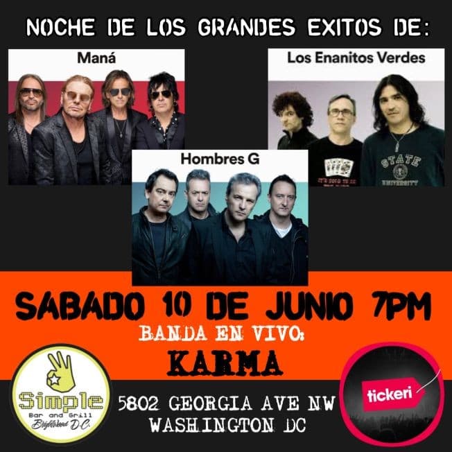 Event - Tu Rock - Los Grandes Exitos de: Mana, Hombres G y Enanitos Verdes CANCELED - Washington, District Of Columbia - June 10, 2023 | concert tickets
