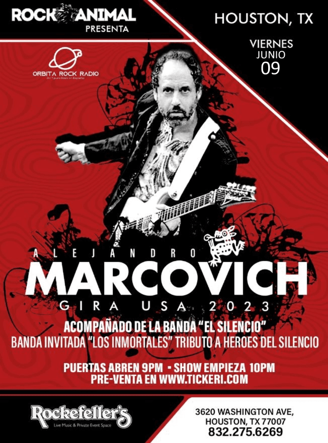 Event - Alejandro Marcovich USA - La música de Caifanes POSTPUESTO - Houston, Texas - October 27, 2023 | concert tickets
