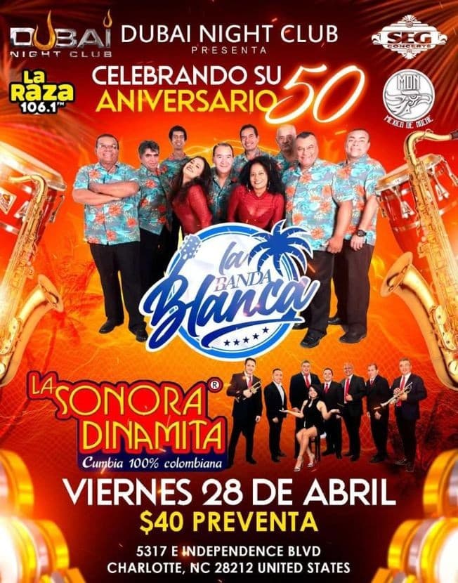Event - La Banda Blanca y La Sonora Dinamita en Charlotte - Charlotte, North Carolina - April 28, 2023 | concert tickets