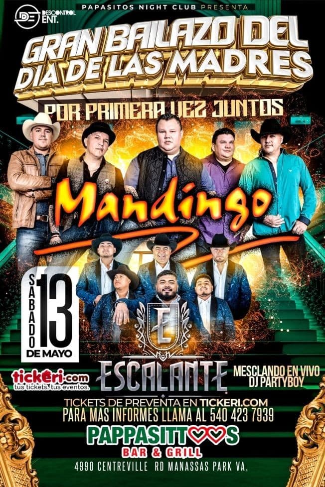 Event - GRUPO MANDINGO , ESCALANTE EN VIVO ! MANASSAS PARK VIRGINIA - Manassas Park, Virginia - May 13, 2023 | concert tickets