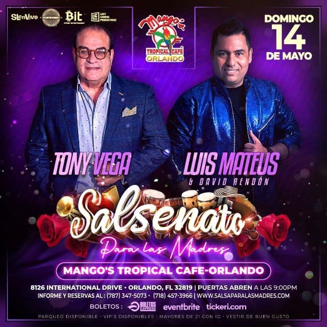 Event - TONY VEGA & LUIS MATEUS EN ORLANDO, FL  /SALSENATO - Orlando, Florida - May 14, 2023 | concert tickets