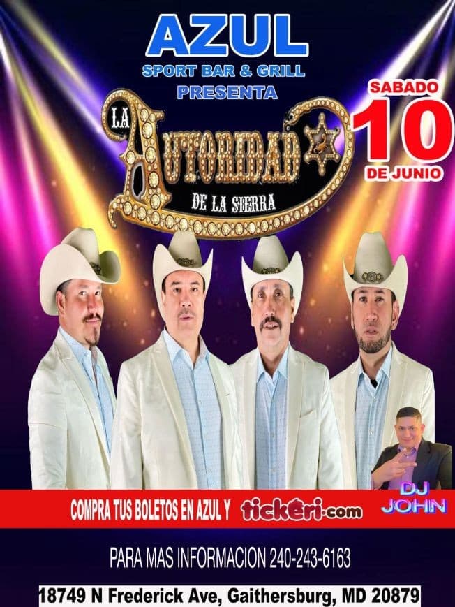 Event - LA AUTORIDAD DE LA SIERRA EN CONCIERTO! GAITHERSBURG MARYLAND - Gaithersburg, Maryland - June 10, 2023 | concert tickets
