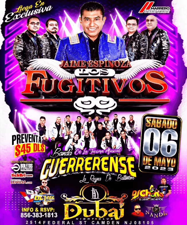 Event - LOS FUGITIVOS , BANDA GUERRERENSE EN VIVO ! CAMDEN NEW JERSEY - Camden, New Jersey - May 6, 2023 | concert tickets
