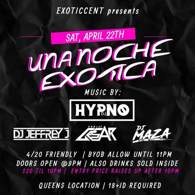 Event - UNA NOCHE EXOTICA - Queens, New York - April 22, 2023 | concert tickets
