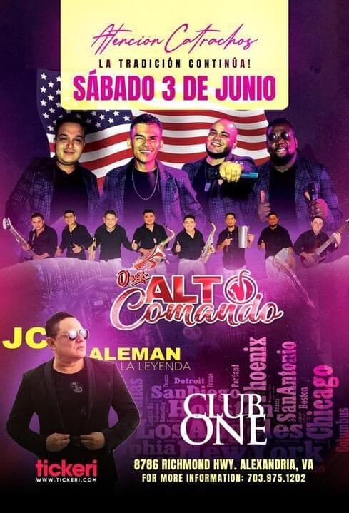Event - ORQUESTA ALTO COMANDO , JC ALEMAN LA LEYENDA EN VIVO ! ALEXANDRIA VIRGINIA - Alexandria, Virginia - June 3, 2023 | concert tickets