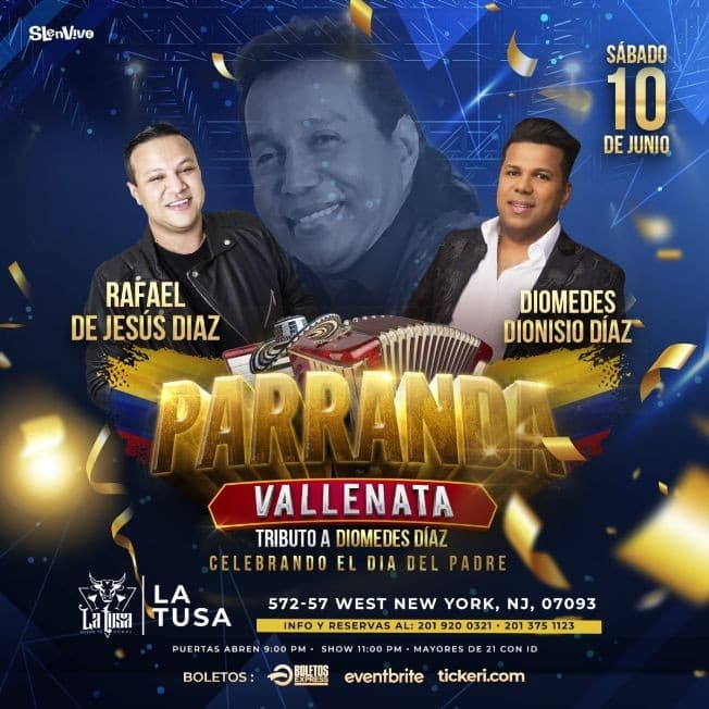 Event - Rafael de Jesus Diaz & Diomedes Dionisio Diaz "Parranda Vallenata" I NEW JERSEY - West New York, New Jersey - June 10, 2023 | concert tickets