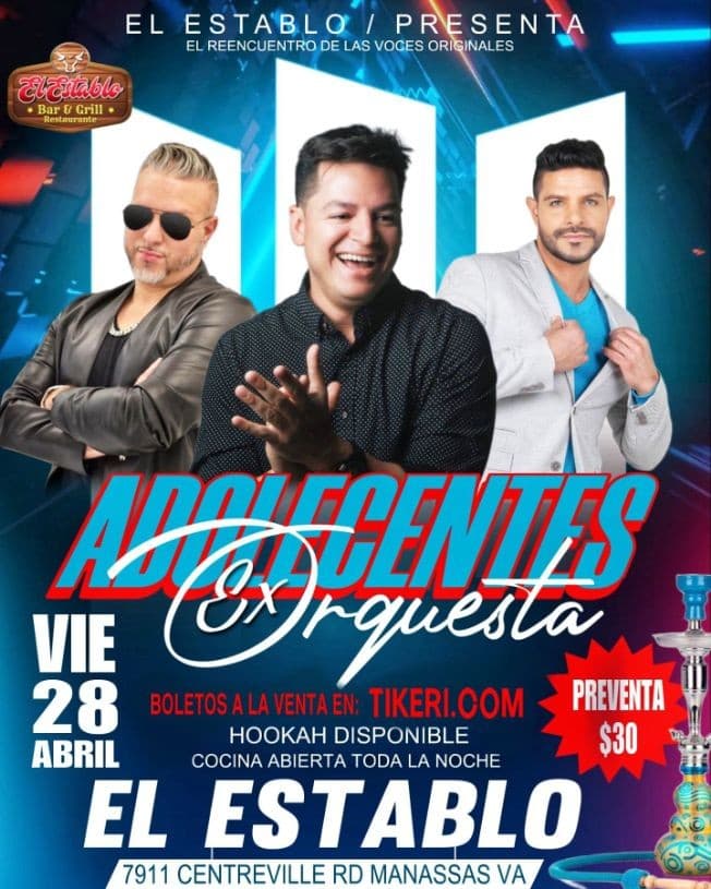 Event - LOS ADOLESCENTES POR PRIMERA VEZ EN EL ESTABLO RESTAURANTE - Manassas, Virginia - April 28, 2023 | concert tickets